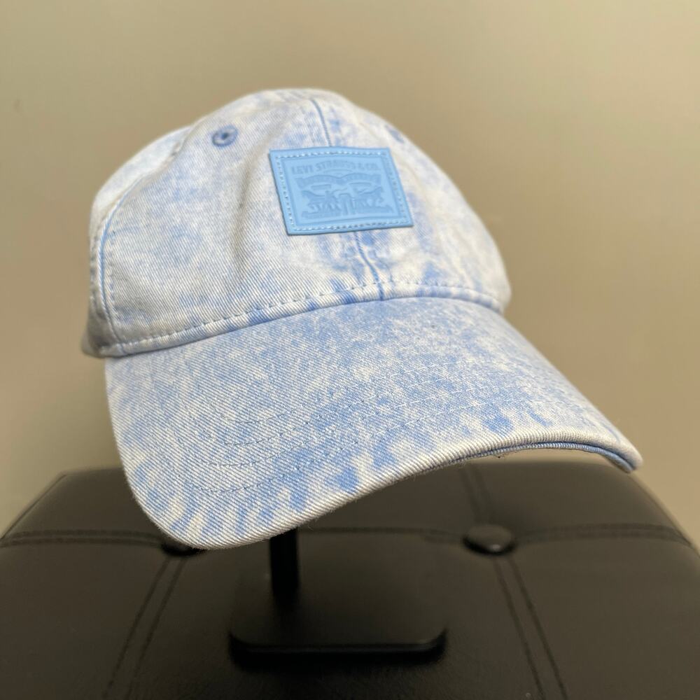 LEVI's blue denim washed snapback dad hat with logo patch on front